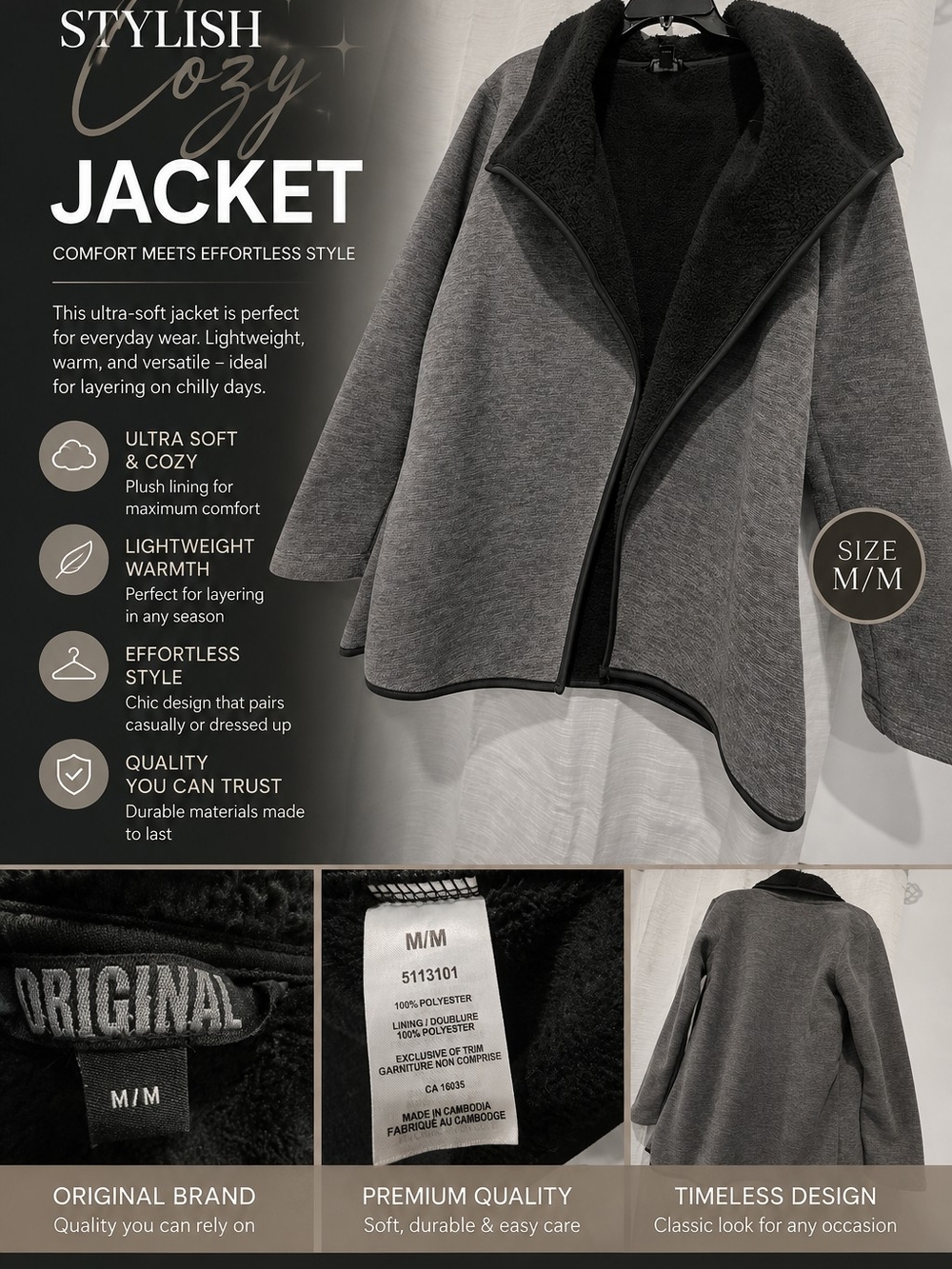 Women's Cozy Gray Jacket - M/M